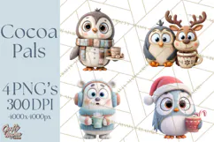 Wooden Hot Cocoa Clipart, Christmas Winter Clip Art PNG Product Image 1
