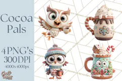 Wooden Hot Cocoa Clipart, Christmas Winter Clip Art PNG Product Image 1