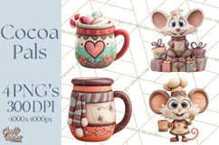 Wooden Hot Cocoa Clipart, Christmas Winter Clip Art PNG Product Image 1