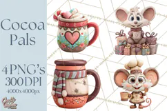 Wooden Hot Cocoa Clipart, Christmas Winter Clip Art PNG Product Image 1