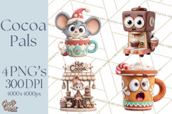 Wooden Hot Cocoa Clipart, Christmas Winter Clip Art PNG Product Image 1