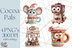 Wooden Hot Cocoa Clipart, Christmas Winter Clip Art PNG Product Image 1
