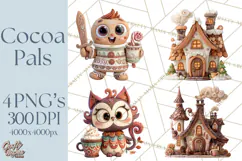 Wooden Hot Cocoa Clipart, Christmas Winter Clip Art PNG Product Image 1