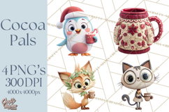 Wooden Hot Cocoa Clipart, Christmas Winter Clip Art PNG Product Image 1