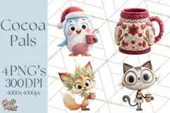 Wooden Hot Cocoa Clipart, Christmas Winter Clip Art PNG Product Image 1
