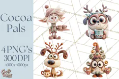 Wooden Hot Cocoa Clipart, Christmas Winter Clip Art PNG Product Image 1