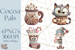 Wooden Hot Cocoa Clipart, Christmas Winter Clip Art PNG Product Image 1
