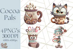 Wooden Hot Cocoa Clipart, Christmas Winter Clip Art PNG Product Image 1