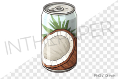 Coconut can PNG Drink Clipart beverage summer cartoon illust Product Image 1