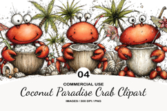 Coconut Paradise Crab Clipart Product Image 1