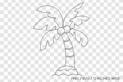 Coconut tree two fruits outline SVG summer clipart illust Product Image 1
