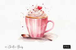 Watercolor Valentine Coffee PNG | Valentine's Day Clipart Product Image 1