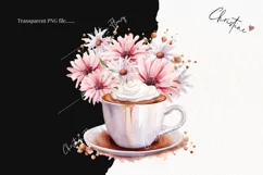 Watercolor Pink Floral Coffee | Wedding PNG Product Image 2