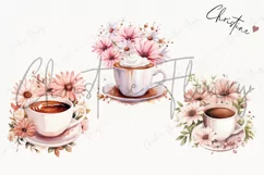 Watercolor Pink Floral Coffee | Wedding PNG Product Image 3
