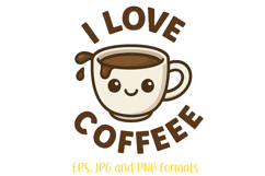 I Love Coffee logo slogan Illustration PNG Mascot EPS Retro Product Image 1