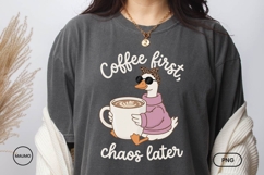 Coffee First Funny Goose PNG Product Image 2