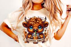 Coffee Addict PNG, Funny Highland Cow PNG, Sarcastic PNG Product Image 2