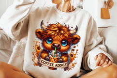 Coffee Addict PNG, Funny Highland Cow PNG, Sarcastic PNG Product Image 3