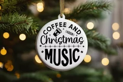 Coffee And Christmas Music SVG ,Christmas Round SVG Design Product Image 2