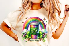 St Patrick's Day Coffee And Clovers PNG, Lucky Day PNG Product Image 1