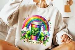 St Patrick's Day Coffee And Clovers PNG, Lucky Day PNG Product Image 2