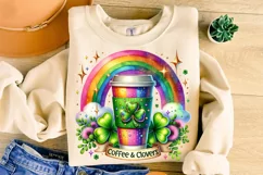 St Patrick's Day Coffee And Clovers PNG, Lucky Day PNG Product Image 3