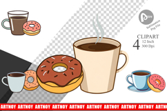 Coffee Donut Clipart Product Image 1