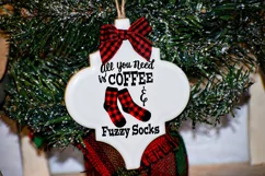 Cozy Christmas Buffalo Plaid SVG, Coffee and Fuzzy Socks SVG Product Image 3