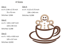 Coffee and Gingerbread Man Embroidery Design Product Image 2