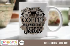 coffee and jesus png quote on a mug