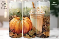 Fall Pumpkin Spice Latte Tumbler Wrap JPG Autumn Sublimation Product Image 1