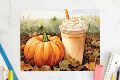 Fall Pumpkin Spice Latte Tumbler Wrap JPG Autumn Sublimation Product Image 2