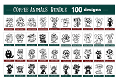 Coffee animals clipart Bundle 100 designs SVG, Funny animals Product Image 10