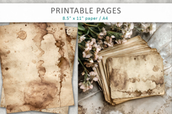 vintage coffee stain paper background, junk journal page Product Image 1