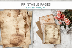 vintage coffee stain paper background, junk journal page Product Image 4
