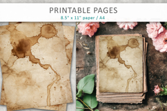 vintage coffee stain paper background, scrapbook paper Product Image 3