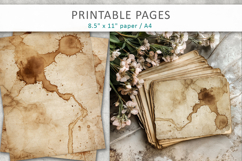 vintage coffee stain paper background, scrapbook paper Product Image 4