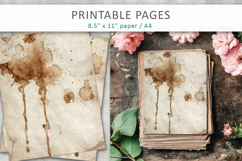 vintage coffee stain paper background, journal supplies Product Image 3