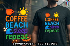 Coffee Beach Sleep Repeat Design PNG File