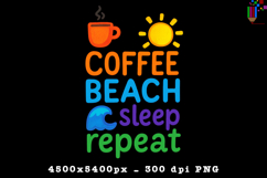 Coffee Beach Sleep Repeat Design PNG File