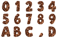 Coffee Beans Lettering Font Food Type ABC PNG JPG Texture Product Image 2