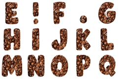 Coffee Beans Lettering Font Food Type ABC PNG JPG Texture Product Image 3