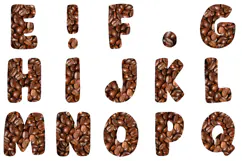 Coffee Beans Lettering Font Food Type ABC PNG JPG Texture Product Image 3