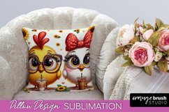 Funny Chicken Pillow Cover, Pillow Case Sublimation Design Product Image 1