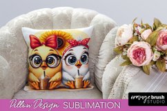Funny Chicken Pillow Cover, Pillow Case Sublimation Design Product Image 1