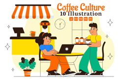 10 Coffee Shop Culture Illustration Product Image 1