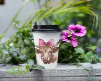 Cow with Pink Bow: Farm Animal Sublimation Design Product Image 4