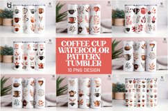 Coffee Cup Watercolor Pattern Tumbler Design Product Image 1