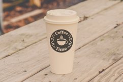 coffee cup with label