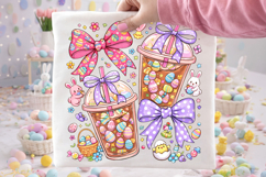 Coquette Bow Easter PNG, Coffee Cups Easter PNG Product Image 2